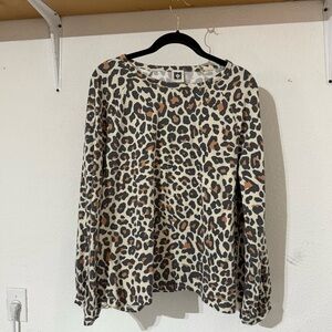 Anne Klein Leopard Puff Sleeve Blouse